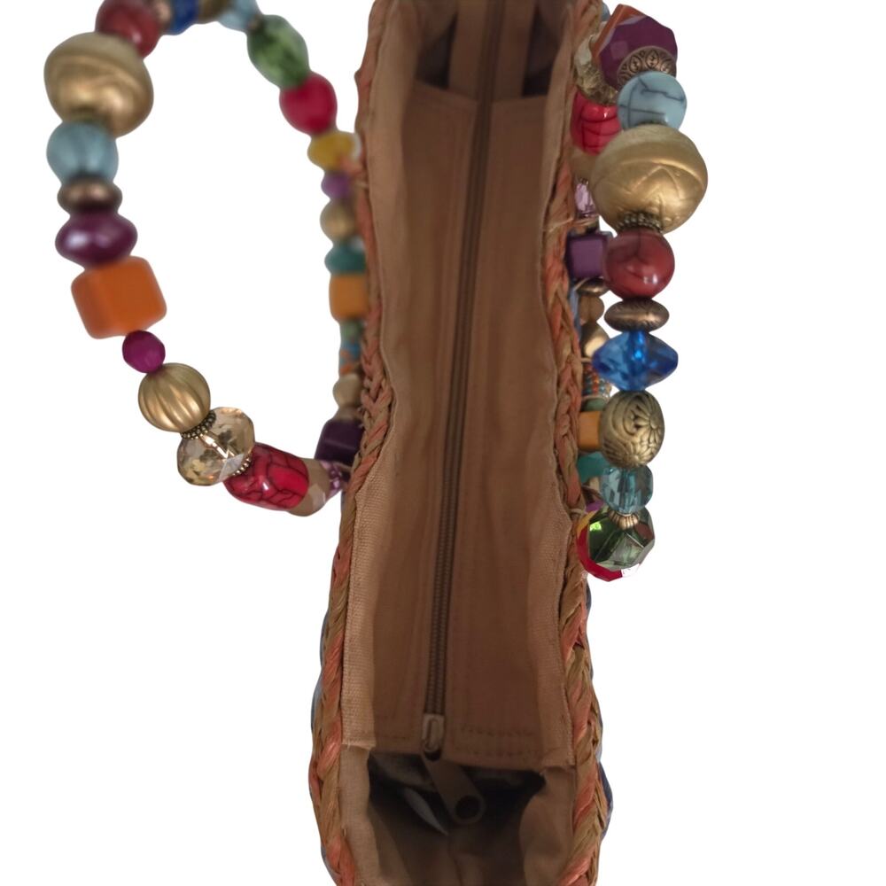 Cappeli Straworld Multicolor Woven Straw Beaded Handle Tote - Picture 5 of 13
